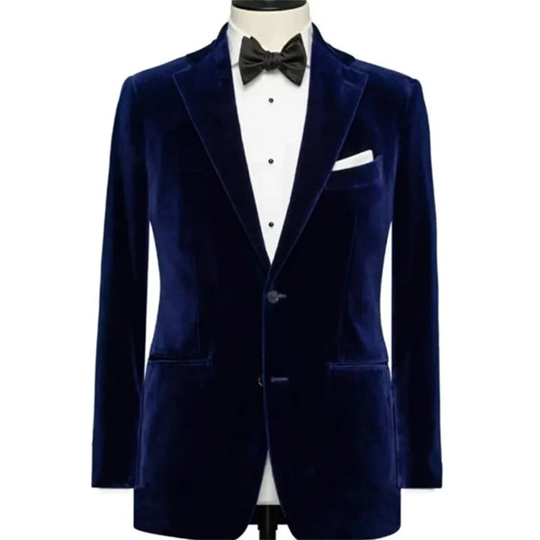 Royal Blue Velvet Smoking Jacket Men's Slim Fit Casual Blazer Coat